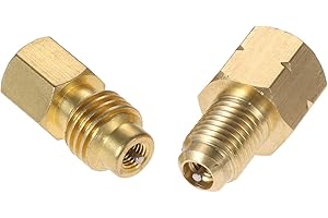 Aupoko 2 PC R1234YF Vacuum Hose Pump Adapter 1/2 LH x 1/4 SAE SAE Female FL Brass Valve Core, Fit for Refrigeration Conversion