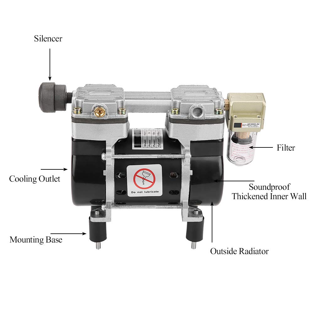 Vacuum Pump Oil Free Vacuum Pump Oilless Vn 40v 220v 130w Silencer Built In Air Compressor Motor Heavy Duty Vacuum Pump Amazon Co Uk Business Industry Science