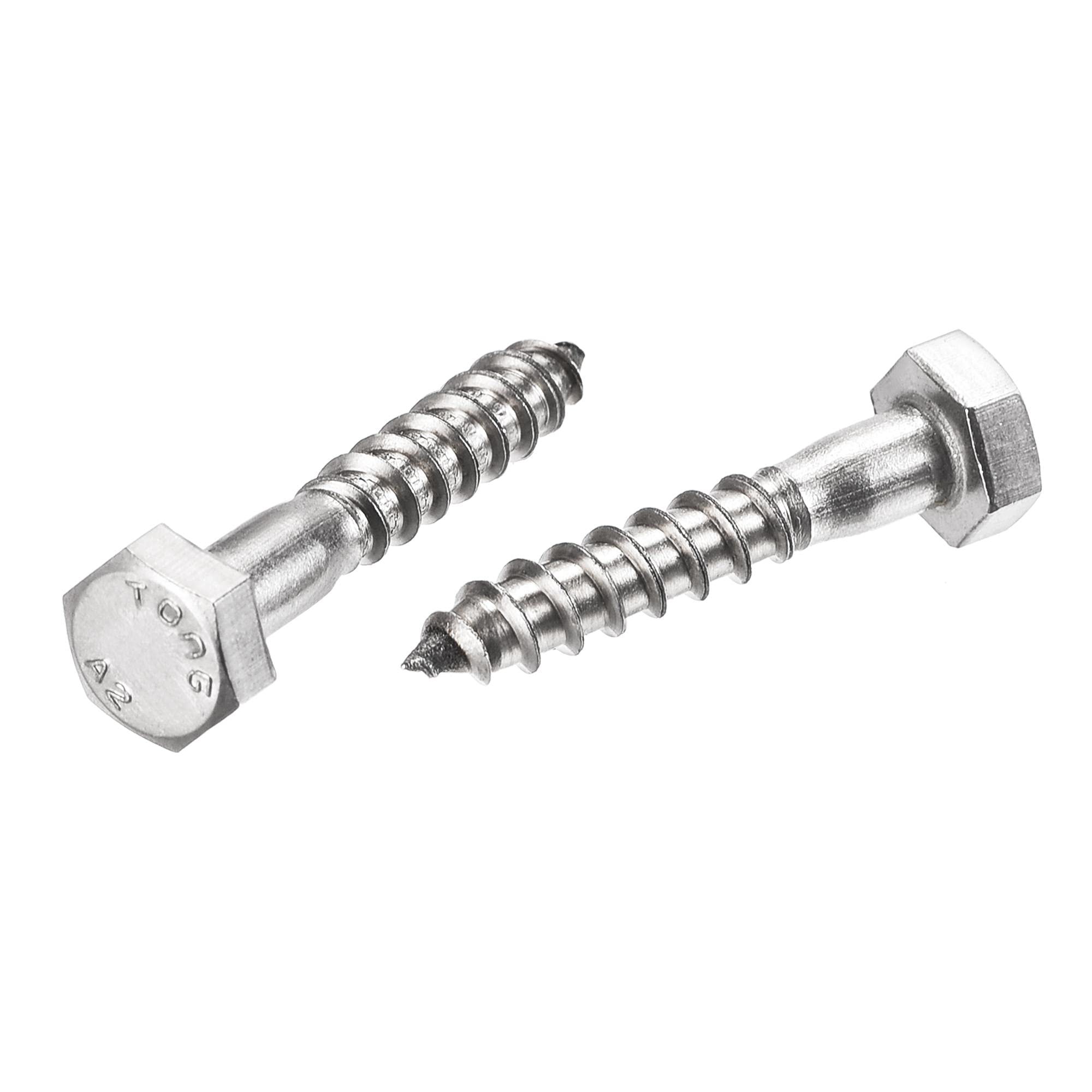 sourcing map Hex Lag Screws, M6 x 30mm 304 Stainless Steel Half Thread Self-Tapping Bolts for Wood Screw 25Pcs