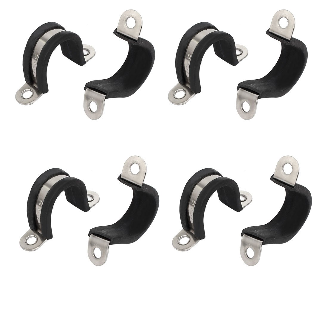 Sourcingmap 22mm Dia Rubber Lined U Shaped 304 Stainless Steel Pipe Clip Hose Clamp 8pcs