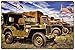 ERLOOD Military Cars American Flag Retro Vintage Decor Metal Tin Sign 12 X 8