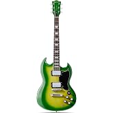 Leo Jaymz 39 Inch Solid Body Electric Guitar - Poplar Wood Body，Maple Neck and Laurel Wood Fretboard (Green Flame)