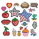 20Pcs Embroidery Patches Iron on, Embroidery Decorative Patches Embroidered Applique Patches DIY for Kids Adult Jackets, Shirts, Jeans, Hats, Blouses, Pants, Skirts, Clothes