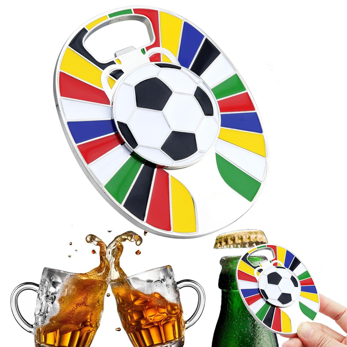 European Cup Football Bottle Opener, Magnetic Beer Bottle Opener, Wall Mounted Beer Bottle Opener, Stick to Refrigerator for Easy Storage with Magnet for Home, Pub, Outdoor, Men DIY Gifts