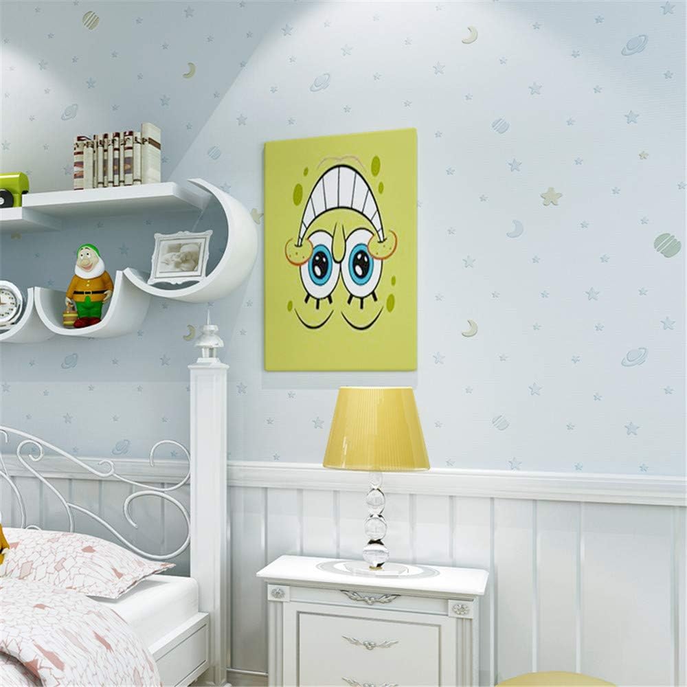 YUELA Cute Children Sprinkle Gold Stars Moon Non-Woven Wallpaper Bedroom Boys and Girls Children's Room Non-Woven Wallpaper, A