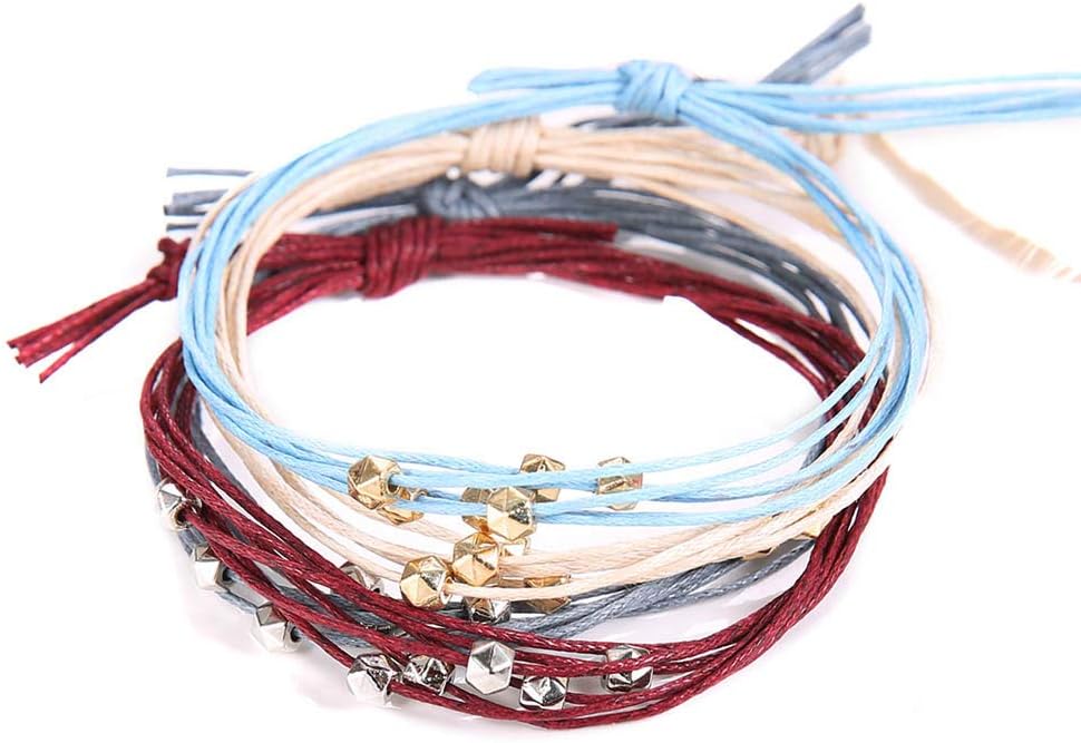 QIMOSHI Braided Rope Bracelet Waterproof String Ocean Surfer Bracelet Beaded Boho Turquoise Sunflower Shell Wave Charm