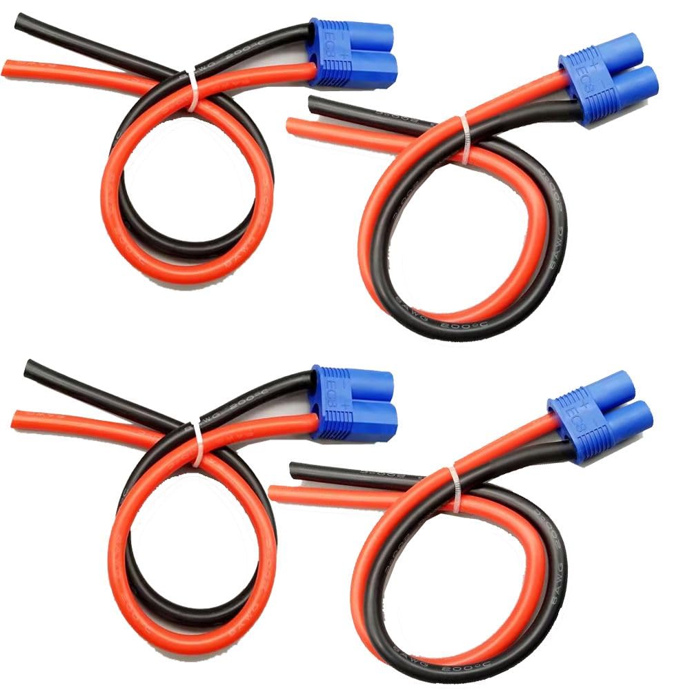 Maihuijia 2 Pairs EC5 EC8 Male Female Plug Connector Cable Wire 150mm 8AWG Silicone Wire for RC Lipo Battery (EC8)