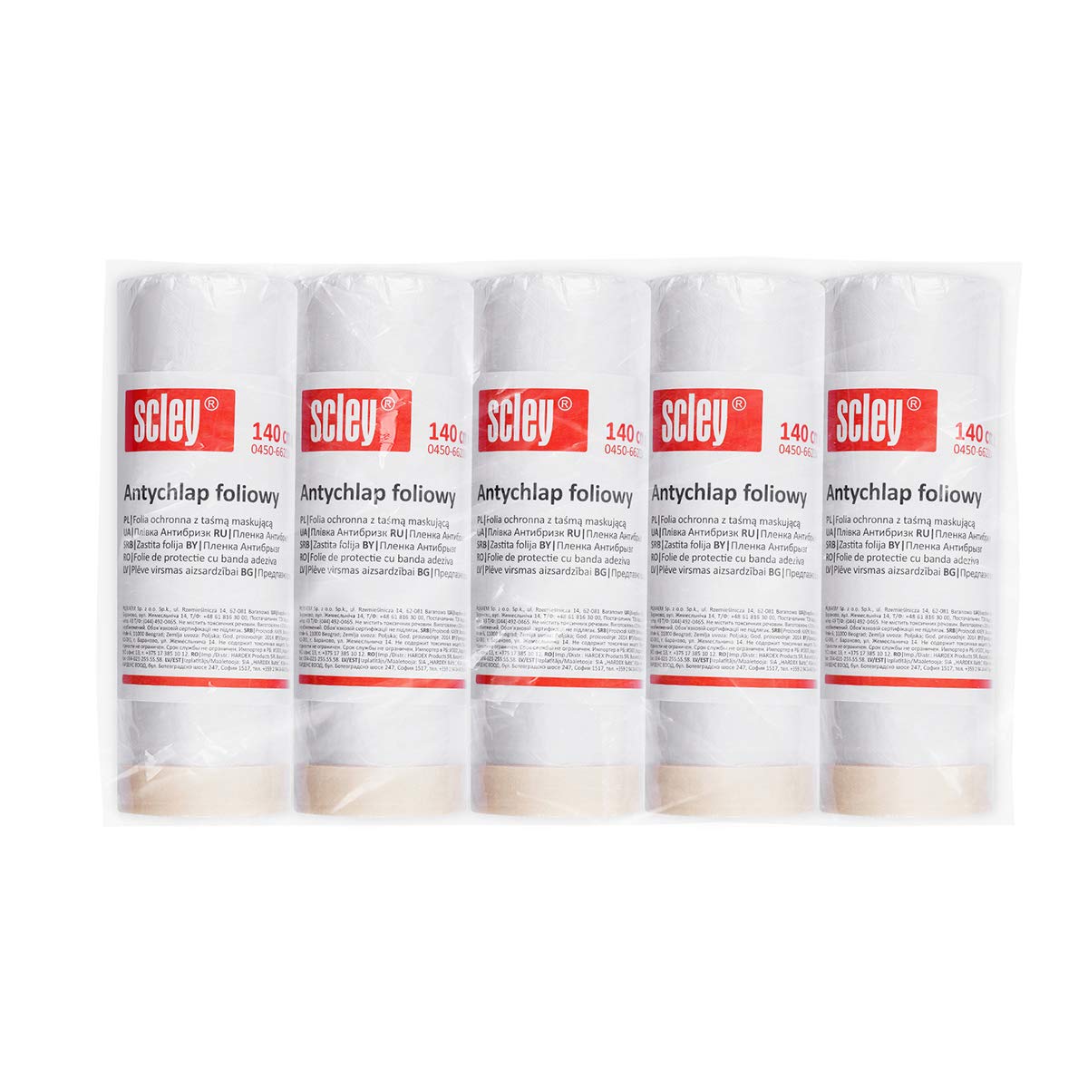 Scley A0450-660514 A0450-660514 Protective Film, Dust Protection Film Width 140 cm, Length 20 m, Pack of 5 Plastic Tarpaulin, Protective Material Series *66, Transparent Construction Film, Painter's