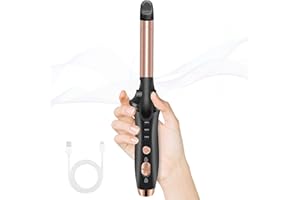 YITRUST USB Rechargeable 4000 mAh Cordless Curling Iron, 3 Temp Setting Mini Travel Curling Iron,2 in 1 Hair Straightener and Curler, Cordless Hair Curler