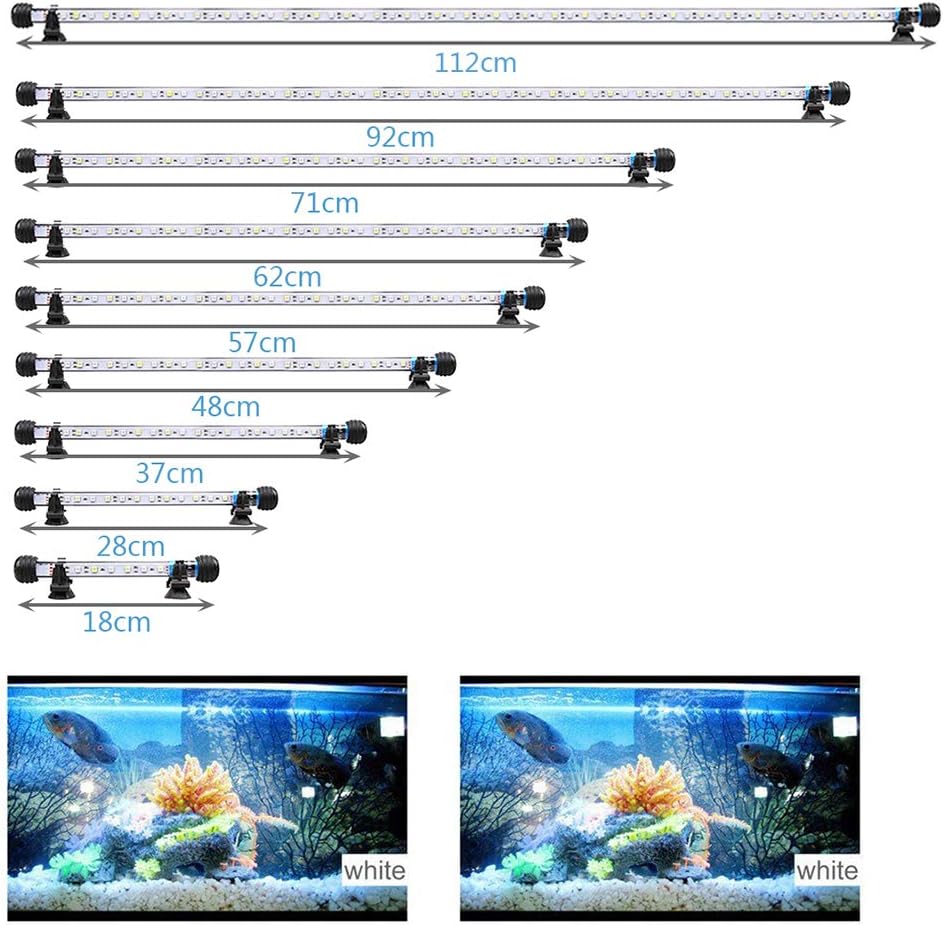 MLJ LED Aquarium Light, 7-44 Inch Waterproof Fish Light White with Blue, RGB Underwater Lamp Submersible LED Light for Fish Tank