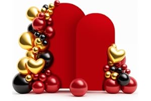 LEBENGURU Set of 2 Upgraded Wedding Arch Cover, 6.6FT,7.2FT Red Spandex Fitted Arch Backdrop Cover, Round Top Chiara Stand Covers for Birthday Party Baby Shower Banquet Balloon Décor