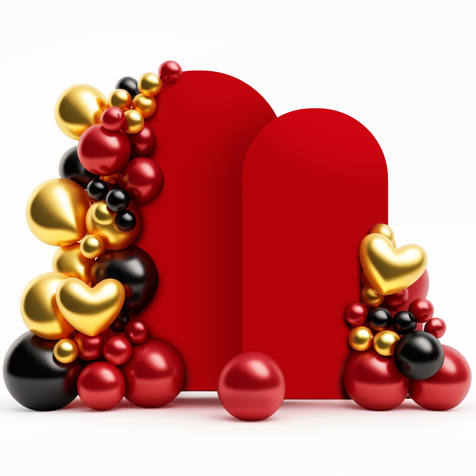Photo 1 of LEBENGURU Upgraded 8FT Wedding Arch Cover, 6.6FT Red Spandex Fitted Arch Backdrop Cover, Set of 2 for Round Top Chiara Stand Covers for Birthday Party Baby Shower Banquet Balloon Décor