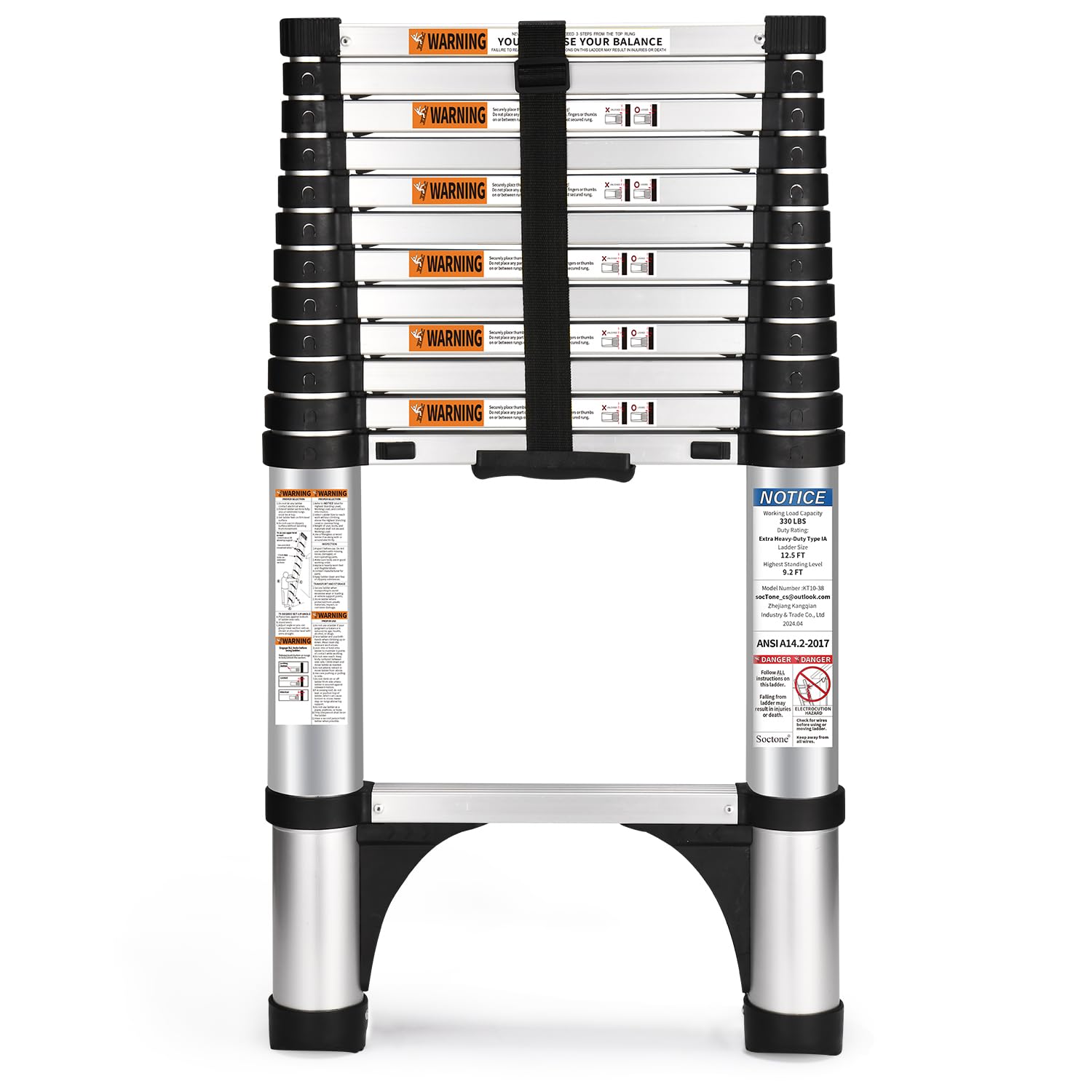 Telescoping Ladder, Soctone 12.5 Ft Aluminum Lightweight - Want It All