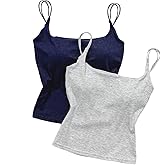 WDIRARA Women's 2 Pack Cami Top Backless Spaghetti Strap Rib Knit Padded Camisole Crop Tops