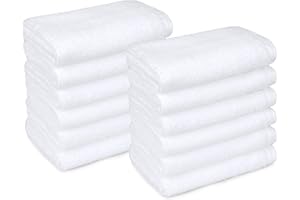鶹 Basics Cotton Washcloths, Quick-Dry, 12" x 12", 12-Pack, White