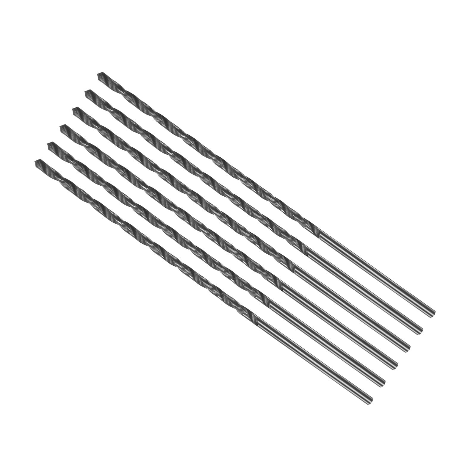 CoCud Twist Drill Bits, 1.5mm Drilling Diameter, Black Oxide High Speed Steel Extra Long Straight Shank - (Applications: for Stainless Steel Alloy Metal), 6-Pieces