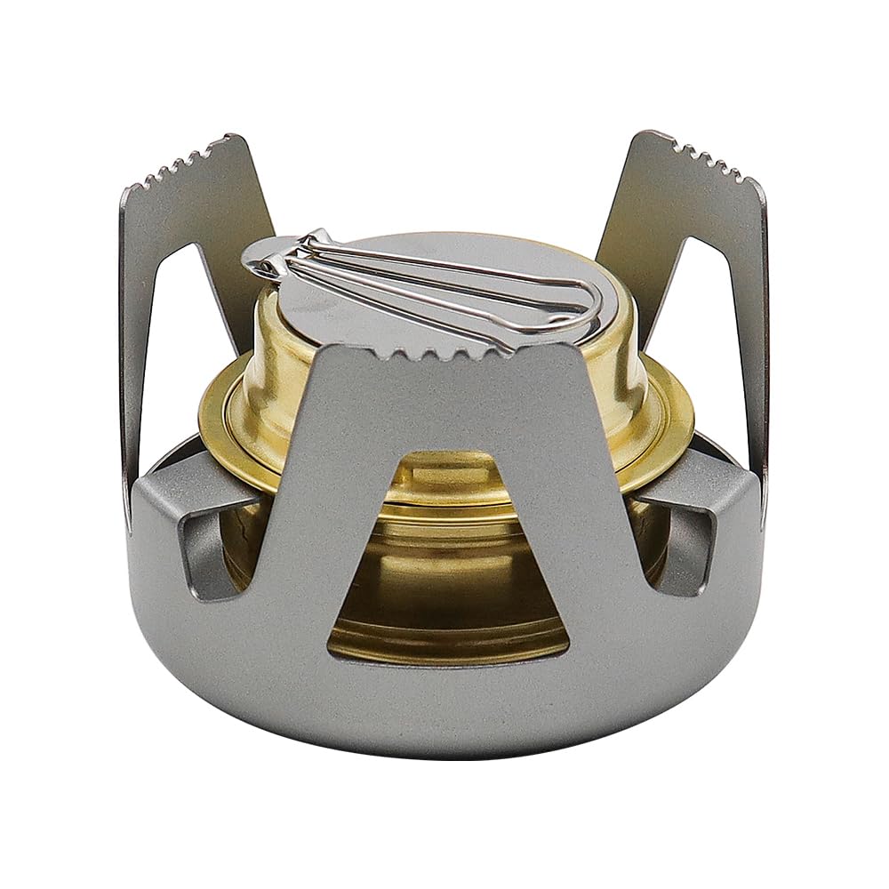 Tiardey Outdoor Mini Spirit Burner Ultralight Portable Alcohol Stove for Backpacking Hiking Outdoor Camping Stove for BBQ Cooking(Grey)