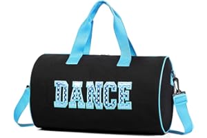 HYOOG Dance Duffle for Girls - Competition, Weekend, Overnight, Gymnastics Bag - Gift for Kids 17"Lx9"Wx9"H (Blue)