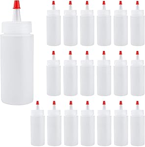 Squeeze Bottle,Woaiwo-q Small Plastic Squeeze Condiment Bottles with Red Tip Caps (20PACK.4oz)