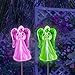 Solar Powered Frosty Fairy Angel Lights Color Changing Stakes for Christmas Thanksgiving Garden Decoration Outdoor Lawn Yard Figurine Cemetery Memorial Grave Patio Backyard Decor (2 Pack)