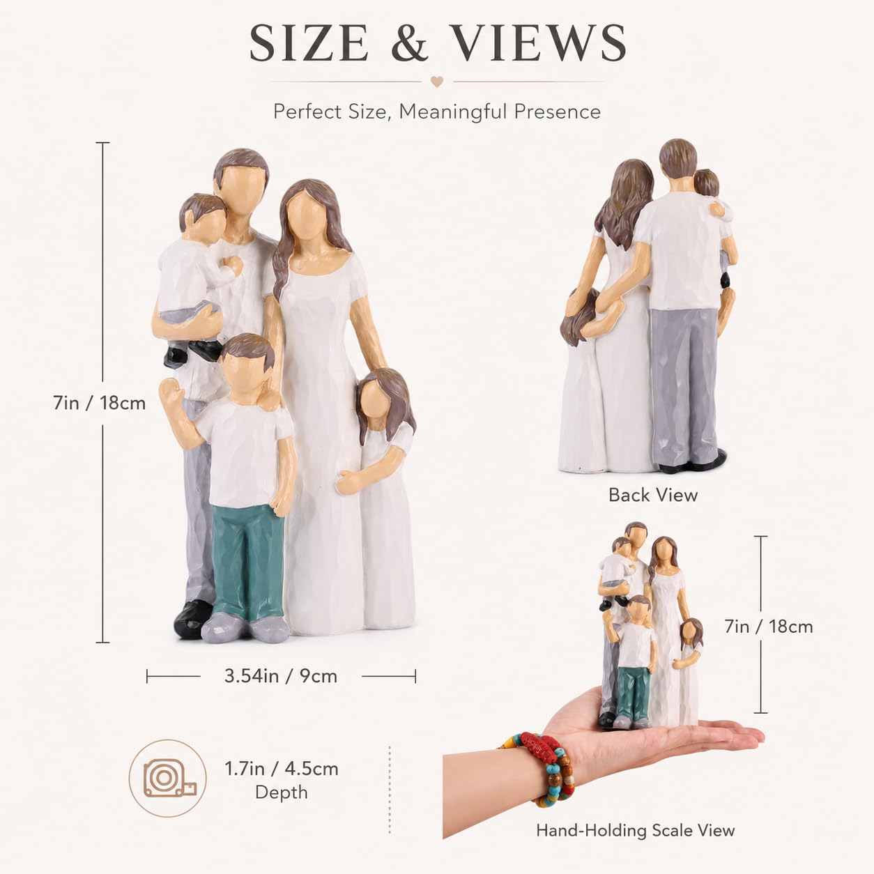 Familienfiguren: Vater, Mutter, Tochter, Sohn – eine liebevolle Geschenkidee für die Familie. Handbemalte und detailgetreue Statue von Mutter und Baby. Geburtstagsgeschenk vom Ehemann für die (Weiß) 3