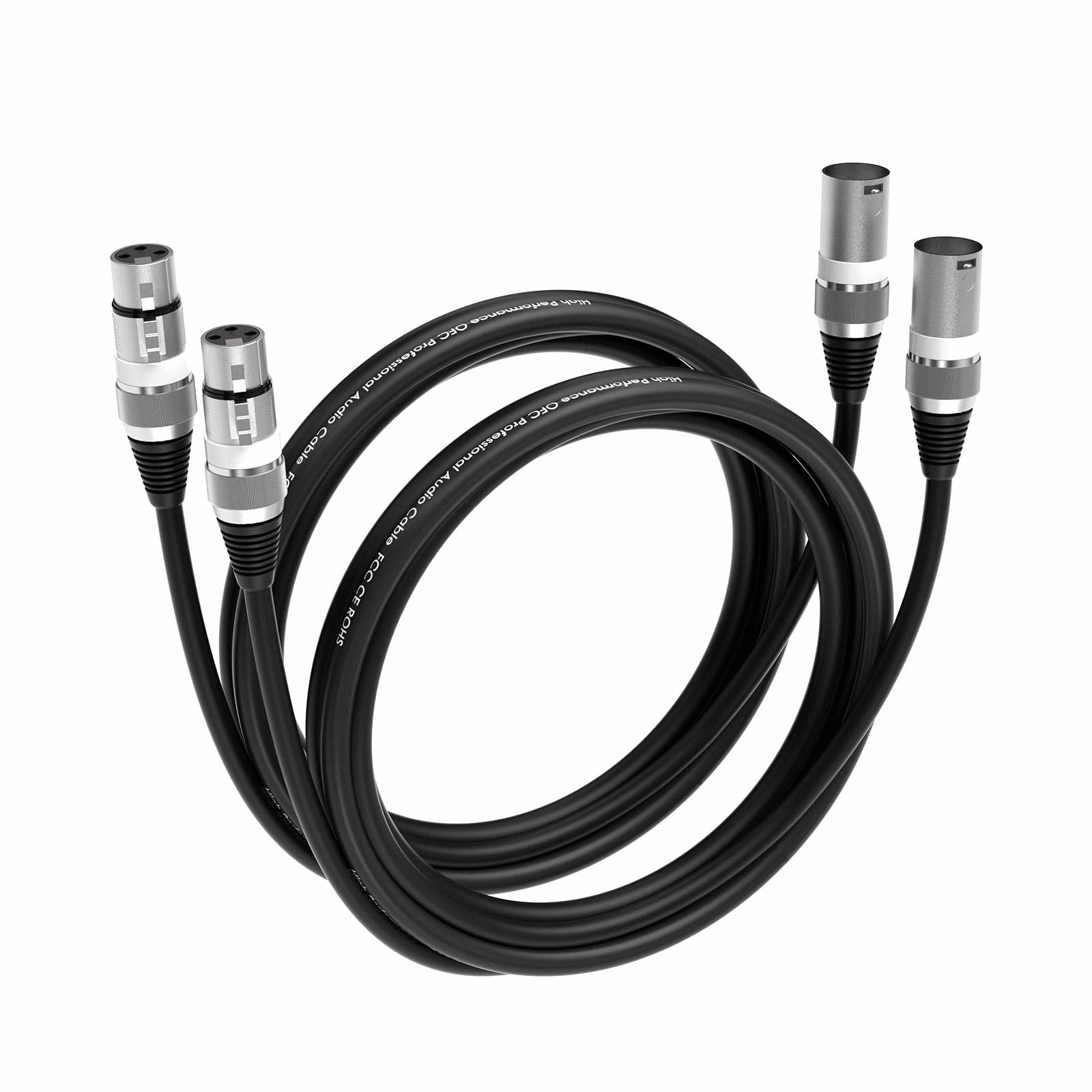 Wrugste XLR Cable, Premium Balanced XLR Microphone Cable, 3-Pin XLR Male to Female Speaker Microphone Cable for Studio Recording and Live Production (2 m, Pack of 2)