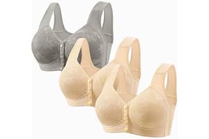 Bras for Women 3 Pc Front Closure Thin Cup Bralette Plus Size Vest Style Lace Underwear Everyday Comfy Seamless Daisy Bra