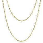 KRKC&CO Real 14K Gold Filled Chain, Flat Diamond-Cut Miami Cuban Link Curb Chain Necklace for Men Women, Hip-Hop & Cool Style Anti-Allergies Chain, 3/4/5mm, 18/20/22/24Inch