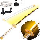 RENGENG Light Up Sword, 40 Inches Rechargeable Plastic Replica with Belt &amp; Stand, Sword with Original Texture