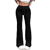 SHENHE Women's Velvet Flared Yoga Pants Low Rise Drawstring Lounge Workout Pants