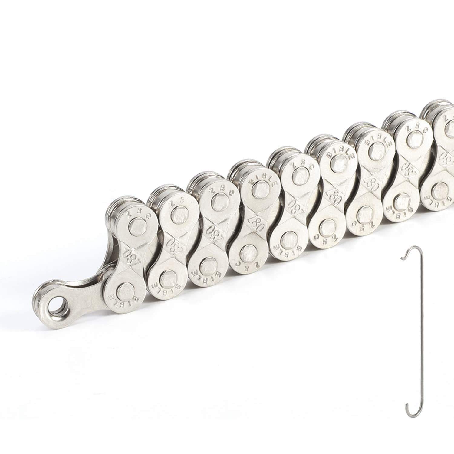 TAGVO 6/7/8 9 10 Speed Chain Plating Silver 116 Link with Quick Chain Chain Link Power Lock Chain Hook, Silver