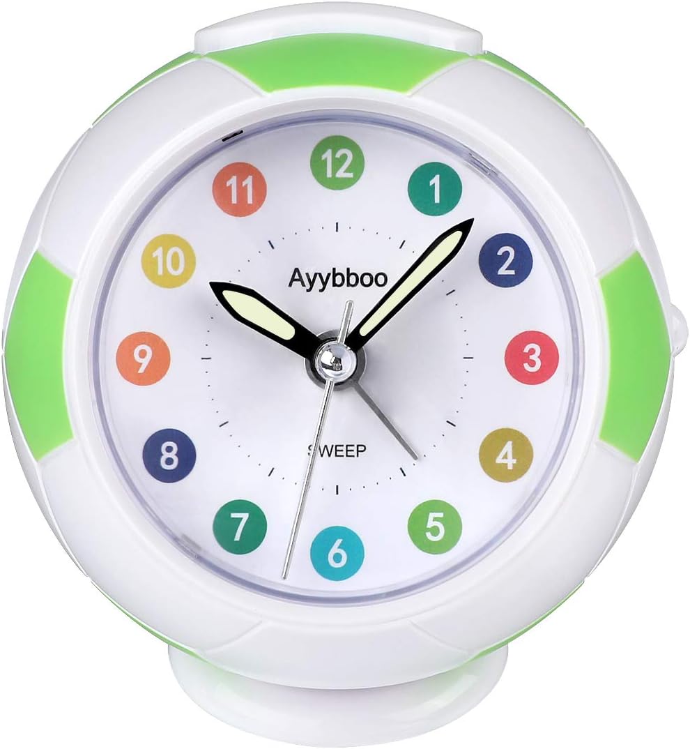 Siabelle a932-17 réveil analogique à quartz sans tic-tac avec lumière et snooze pour fille rose