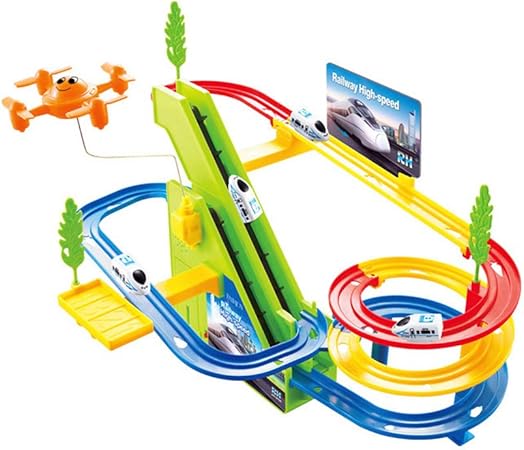 Amazon Chafin スライドトラック 子供用 おもちゃの車 子供用玩具 スピードレーシング 電気マルチレイヤーレール 車 男の子 女の子 おもちゃ 電車 おもちゃ