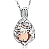 AIWENXI Tree of Life Urn Necklaces for Women Men Teardrop Cremation Jewelry for Ashes Keepsakes with Hollow Mini Ashes Urn Pendant Memorial Necklaces Jewelry
