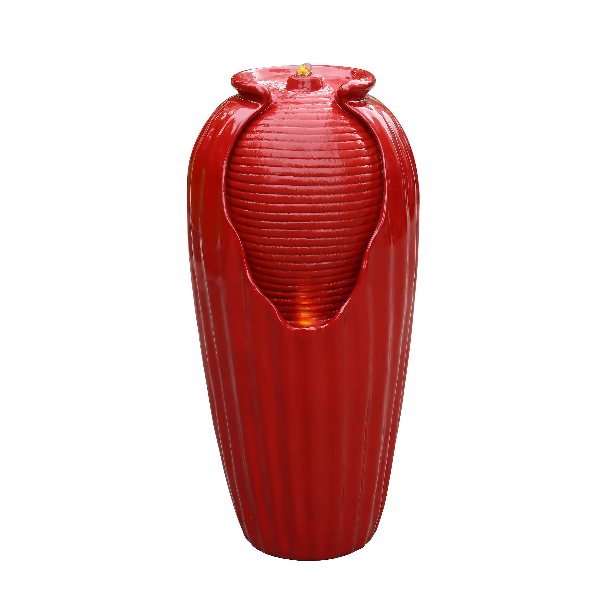 Photo 1 of ***HEAVILY USED AND DIRTY - UNABLE TO TEST - SEE PICTURES***
Teamson Home Glazed Vase Floor Freestanding Water Fountain with LED Lights and Pump for Outdoor Patio Backyard Deck Plant Garden Décor, 32 Inch Height, Red
