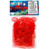 Official Rainbow Loom 600 Ct. Rubber Band Refill Pack *JELLY* RED [Includes 25 C-Clips!]