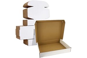 HORLIMER 13x10x2 inches Small Shipping Boxes Set of 25, White Corrugated Cardboard Box Literature Mailer