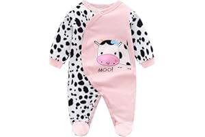 BABYMINE Baby One Piece Romper Soft Cotton Sleepwear Footed Jumpsuit for 0-12 Month Infant