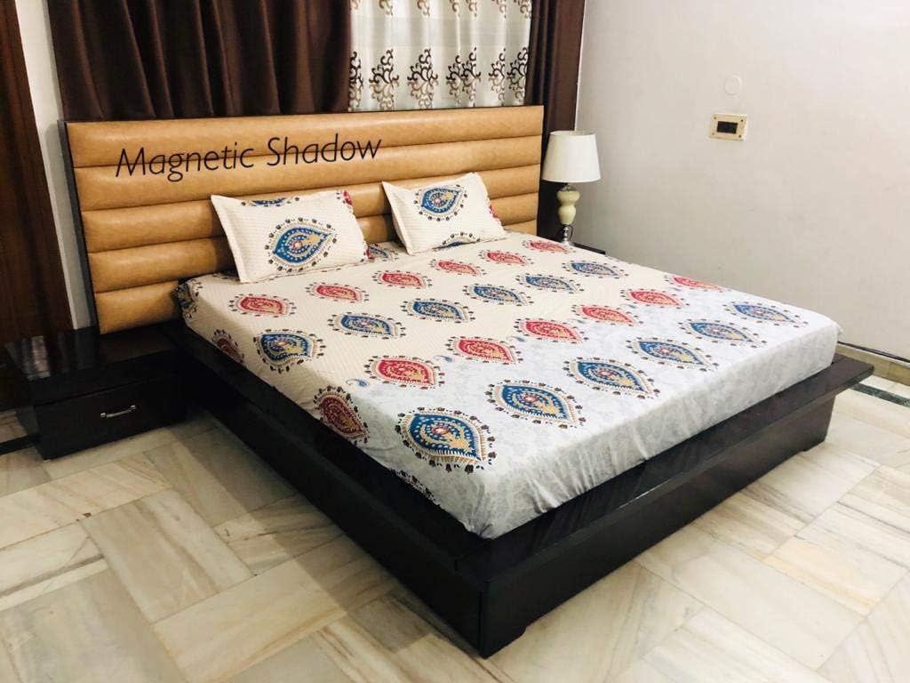 Magnetic Shadow Polycotton 160 TC Fitted Bedsheet (Queen_White)