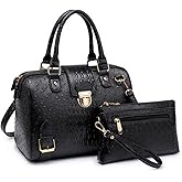 Dasein Women Barrel Handbags Fashion Satchel Bags Top Handle Shoulder Purses Vegan Leather Work Tote