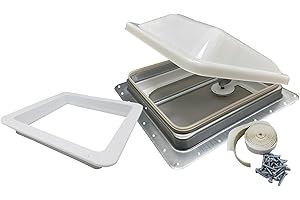 classAcustoms Ventline Non Powered RV Roof Vent | White Lid | w Garnish RV Roof Vent Hatch Skylight (Putty & Screws Included)