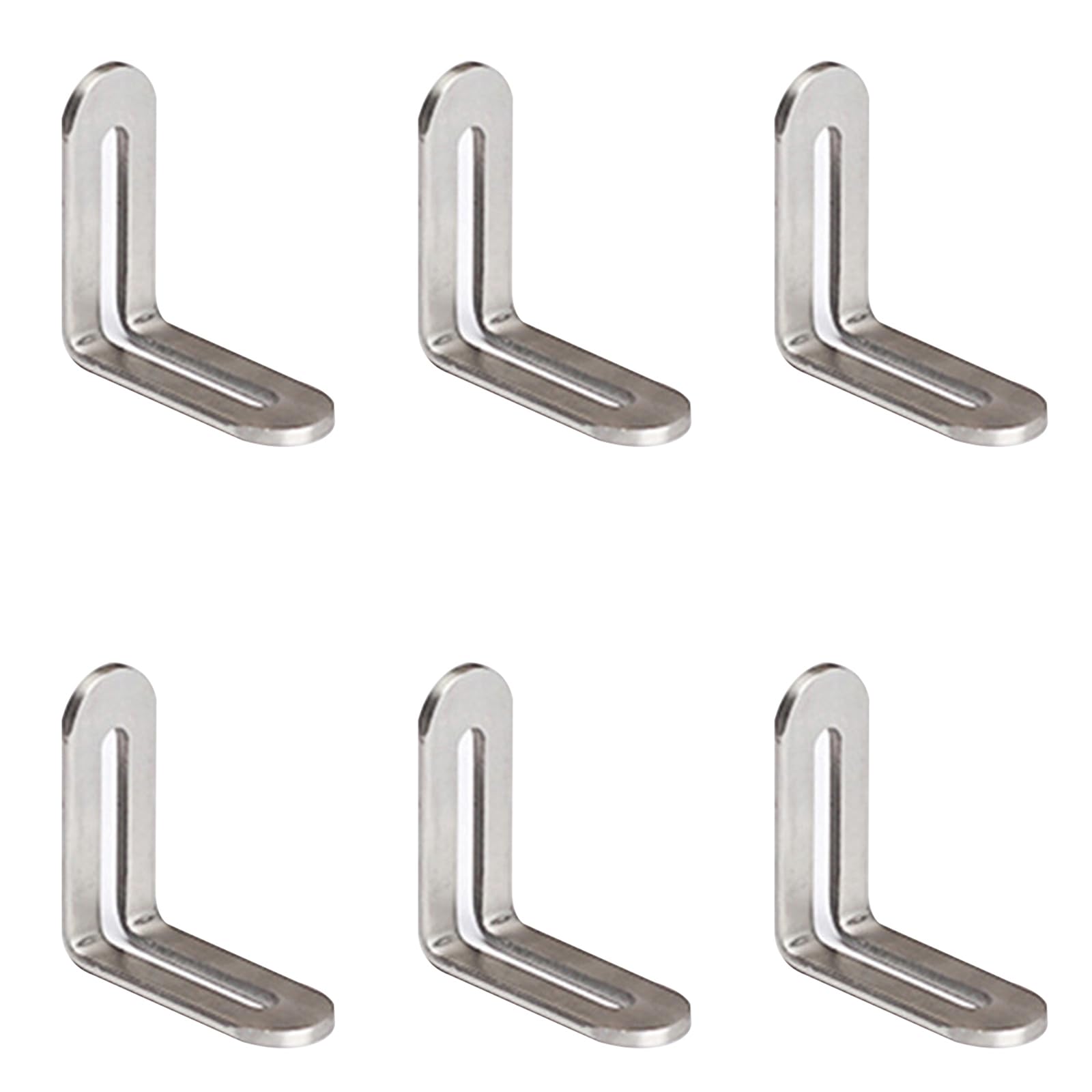 6pcs Corner Brackets,Stainless Steel L Brackets Adjustable Angle Corner Brace 48*48mm, Sliver Slotted Brace for Furniture Connectors