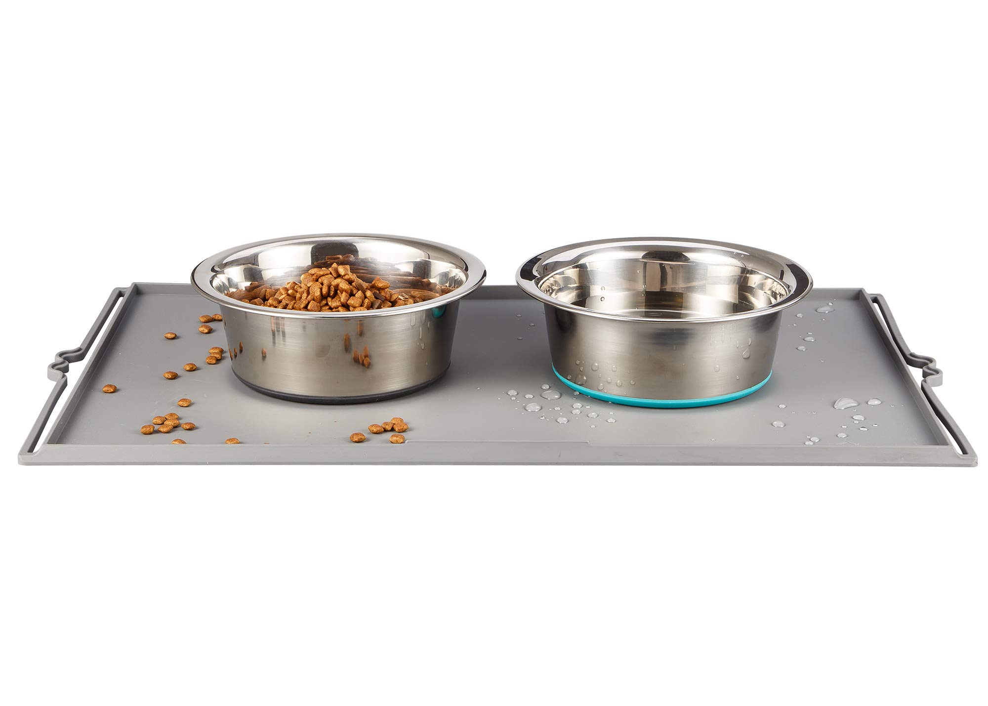 Photo 1 of PEGGY11 Deep Stainless Steel Anti-Slip Dog Bowls with Silicone Mat - 2 Bowls + Mat, 2 Cups