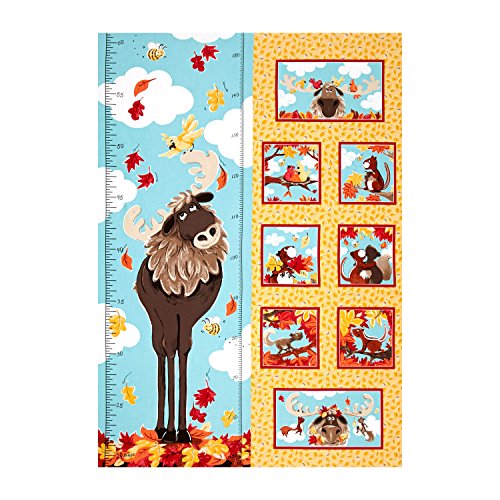 Hamil Textiles Susybee Bruce the Moose Growth Chart 29.5in Panel Light Gold Fabric