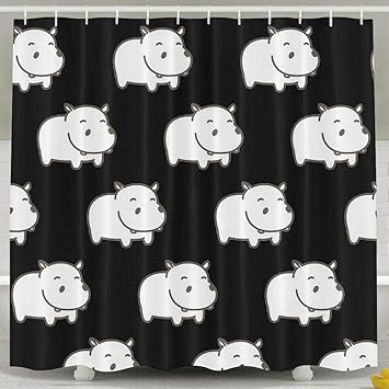 Amazon Com Jianyue Cute Little Hippo Shower Curtain Bathroom