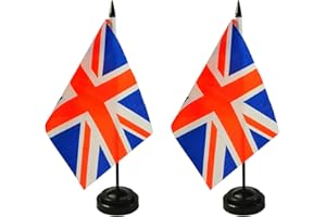 ZIGVERT 2 Pack United Kingdom Desk Flags, BritishTable Flag, British Decorations, British Conference Flag, United Kingdom Flags, 51 x 5.5 inches - Vivid Color and Fade Resistant