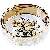 YOSCO 4'' Ceramic Titanium Plating Tabletop Ashtray,Cigarette Ashtray for Indoor or Outdoor Use, Desktop Smoking Ash Tray for