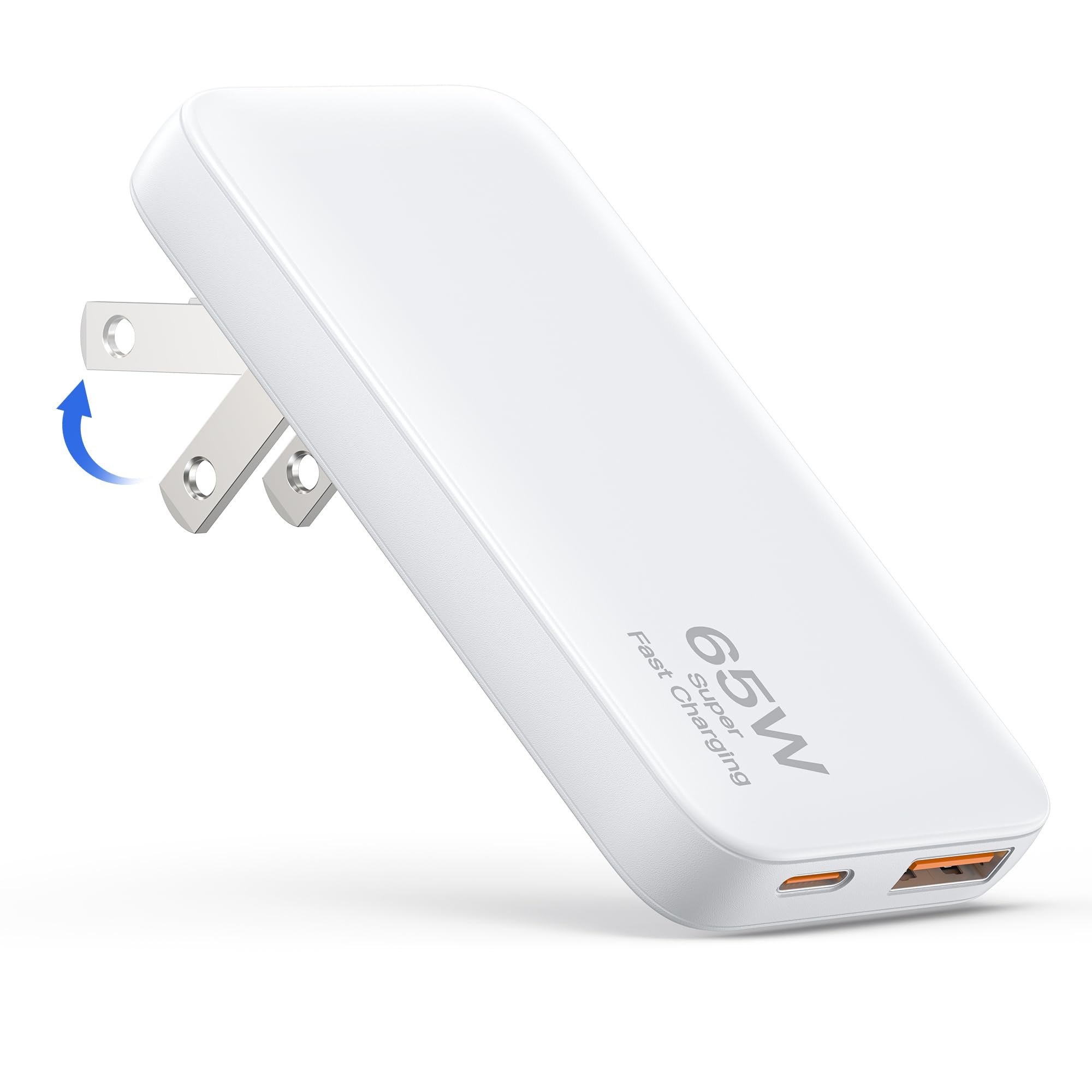65W Ultra-Thin Foldable Charging Plug USB-C, Portable Mobile Phone and Laptop Charger, USB-C Wall Multi-Port Charger Outlet Suitable for iPhone 15/16/17 Series and Samsung Galaxy Series Models
