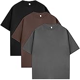 Eadali 3 Pcs Men’s Oversized T-Shirts Drop Shoulder Heavyweight 280g Cotton Loose Fit Short Sleeve Casual Tees for Men Women