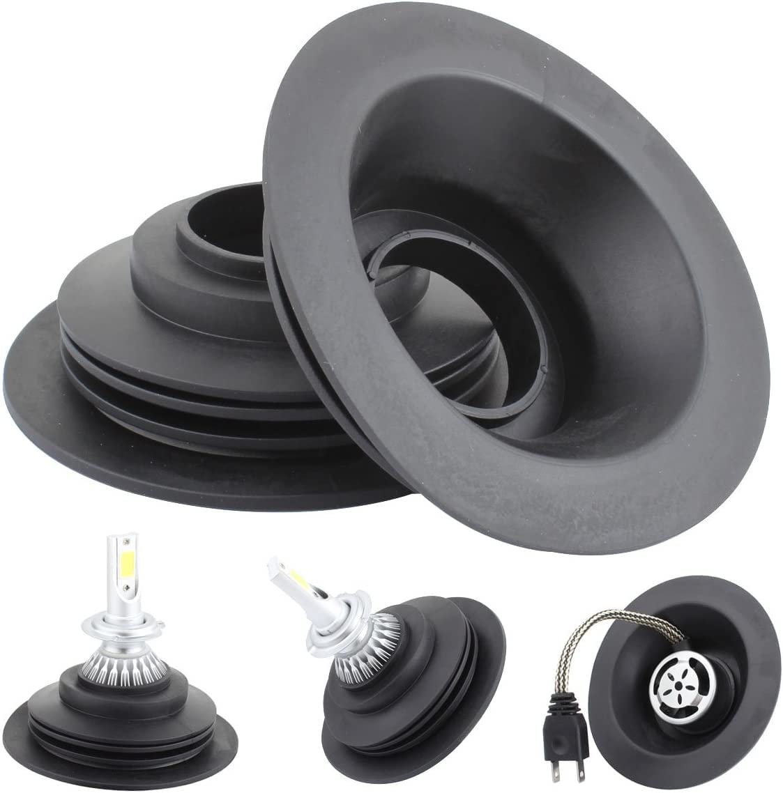 TOMALL PVC Rubber Seal Dustproof Cover for LED Headlight Conversion Kit (32mm Hole Diameter) Waterproof C6 C6F LED Headlight
